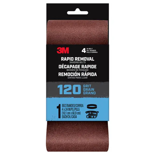 4 x 24 3M Belt4x241pk120 Rapid Removal Power Sanding Belt, 120-Grit