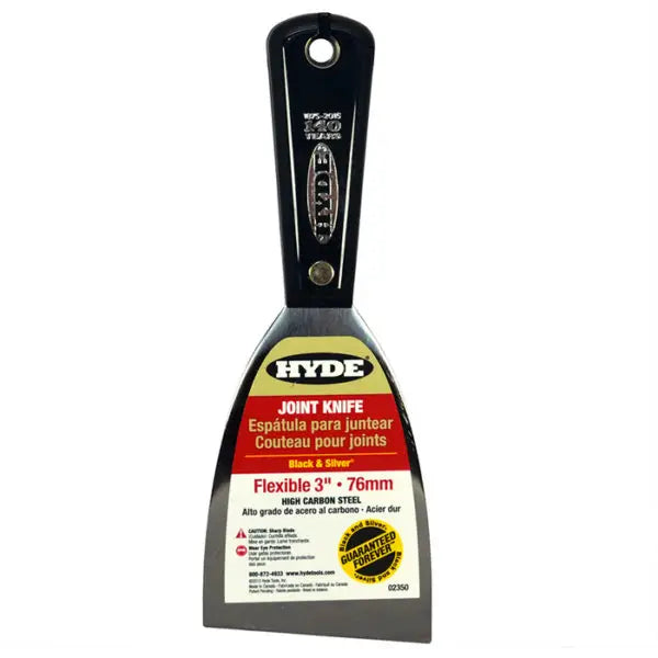 3 Hyde Tools 02350 Black & Silver High Carbon Steel Flexible Joint Knife