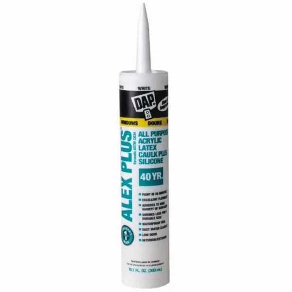 10.1 Oz Dap 18101 White Alex Plus All Purpose Acrylic Latex Caulk Plus Silicone